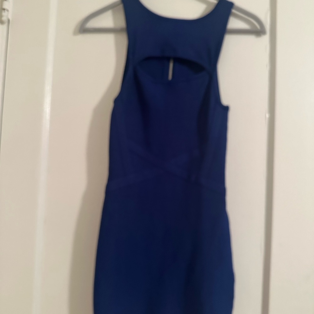 Bebe Blue Halter Bodycon Cocktail Dress